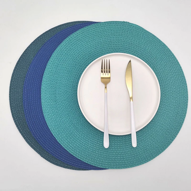 1pc Round Woven Placemat Nordic Non-slip Dining Table Mat 38cm Coaster Pad Cafe Mug Kitchen Tableware Decoration Accessories