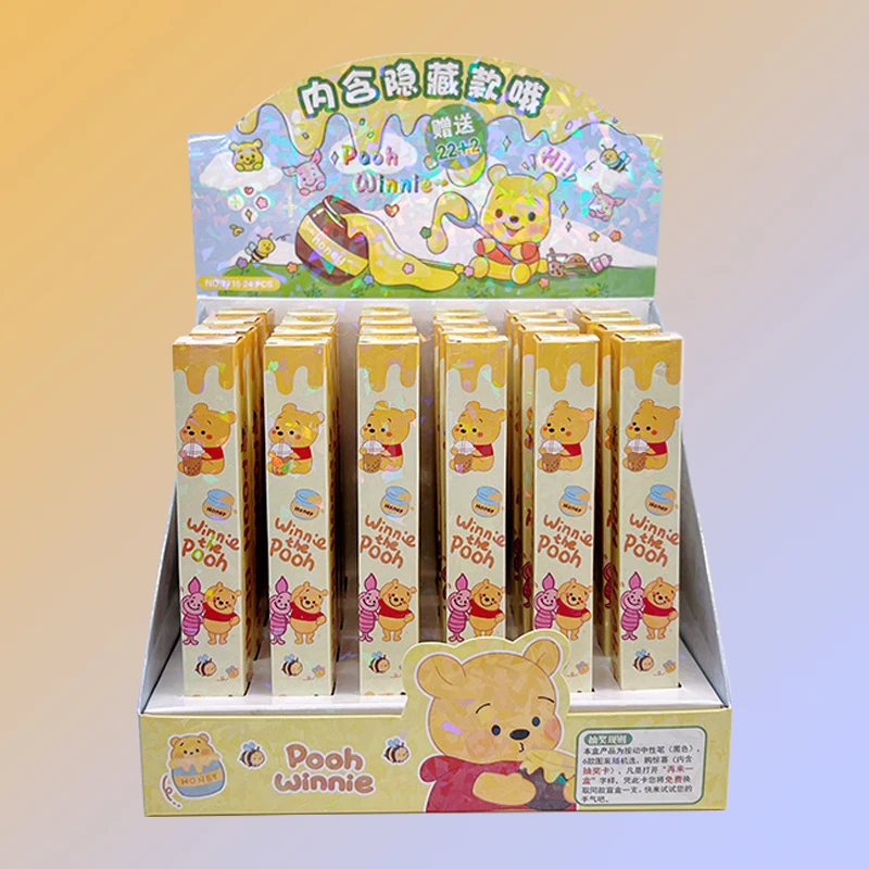 

New 24pcs Disney Pooh Bear Gel Pen Student Writing Pen Office Signature Neutral Pen School Supplies Wholesale Korean Stationery