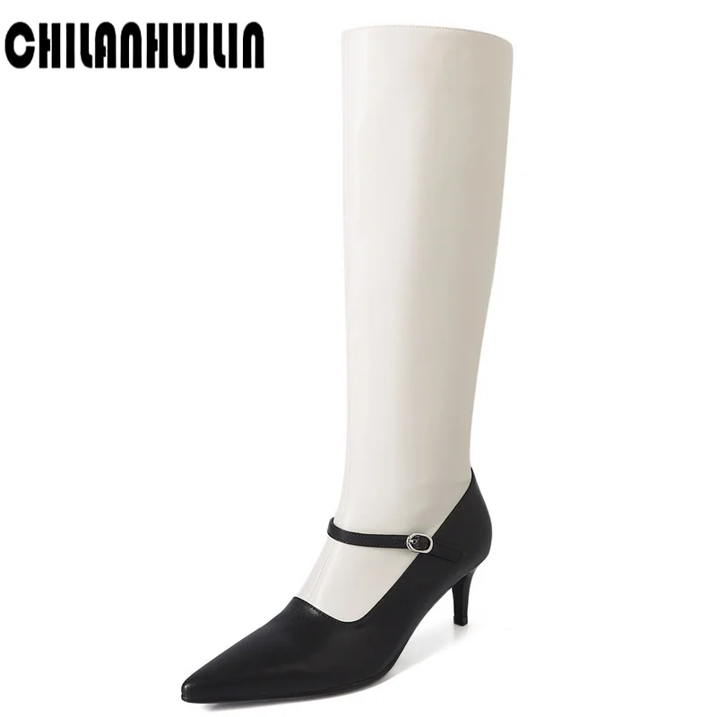 

booties mujer shoes woman mixed leather slim sexy knee high boots for women boots women's fashion autumn winter thigh high boots