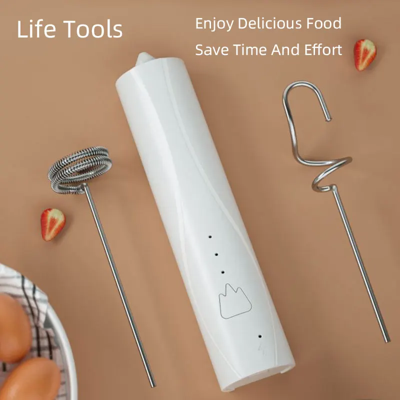 Electric Coffee Milk Frother,Mini Quick Whip Foam Maker,USB Rechargeable Household Egg Beater,High Speed Drink Mixer,Cream Stir 3
