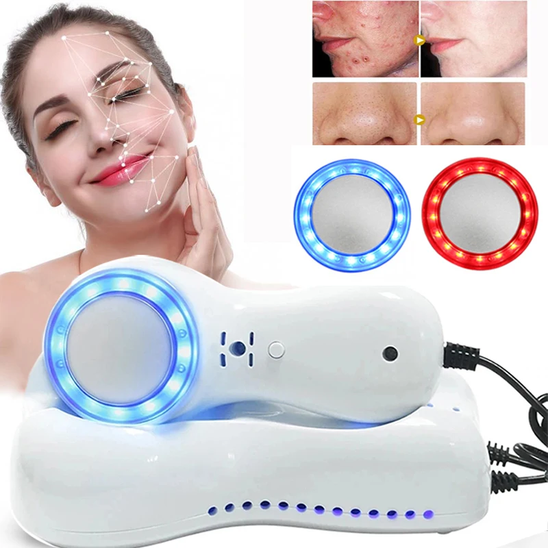 Skin Care Device Hot Cold Hammer Facial Skin Lifting Tighten Beauty Machine Skin Tag Removal Led Red Blue Light Rejuvenation Massage Device