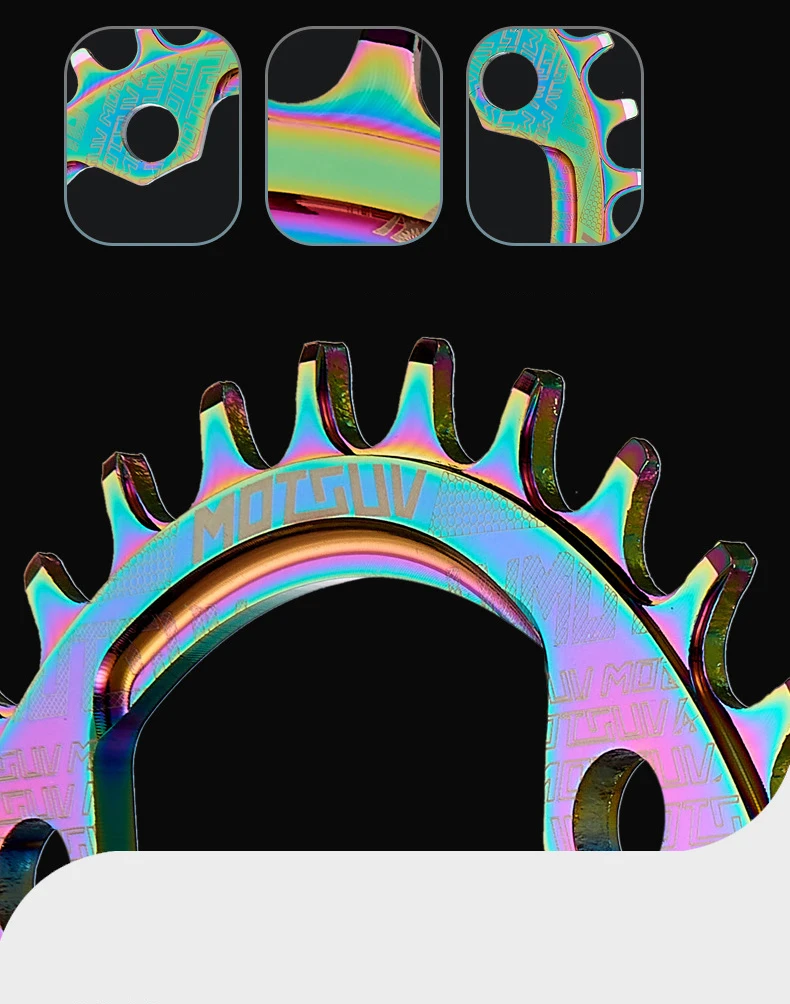 Motsuv schmal breit 104bcd bunt 32t 34t 36t 38t ovale Kurbel garnitur, Regenbogen Kettenrad, Fahrrad Kettenblatt MTB Mountainbike – Detail 4