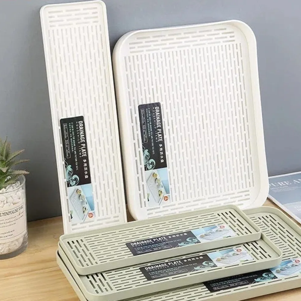 Plastic Drain Tray Household Living Room Multi-purpose Drain Tray Rectangular Fruit Tea Double-layer Kitchen Storage