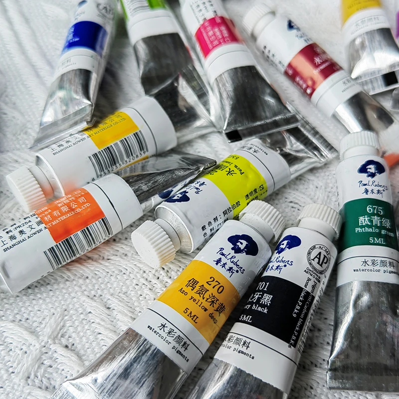 Paul Rubens Watercolor Paint 5ML Tubes 1Pcs Profession Pigment Aquarelle Portable Travel painting For School Art Supplies