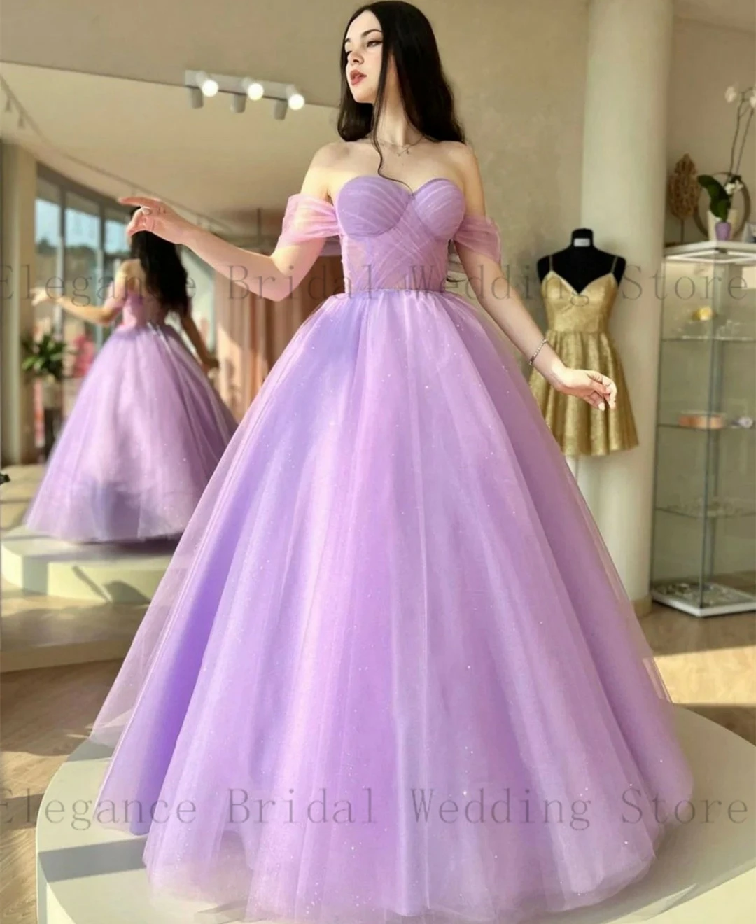 

Блестящие Женские Длинные бальные платья со шлейфом и открытыми плечами