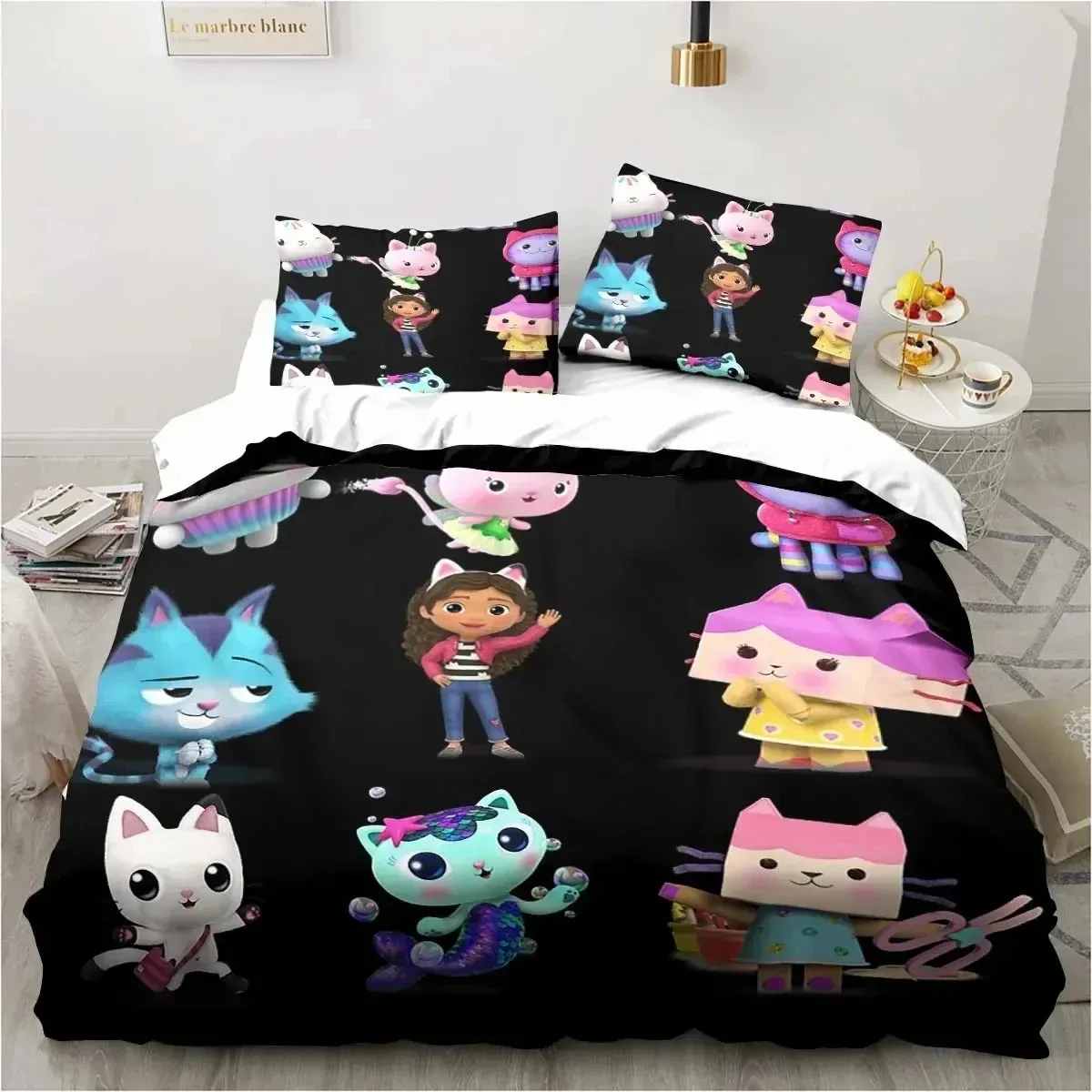 Cartoon Gabbys Dollhouse Bedding Set Duvet Cover Bed Set Quilt Cover Pillowcase Comforter king Queen Size Boys Adult Bedding Set S730de4c841c14e0a95a37571eeaaa5f2P
