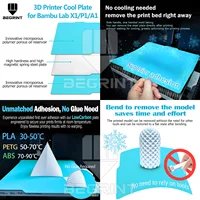 For Bambu Lab P2S Build Plate PEI Textured PET Smooth Spring Steel Sheet Bambulab P2S A1 P1 X1 Hot Bed 3D Printer Accessories - Image 6