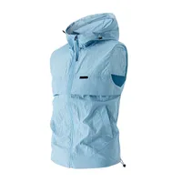 Gilet à capuche de Protection UV pour hommes et femmes, vêtements de course tendance, Protection solaire, veste sans manches 5