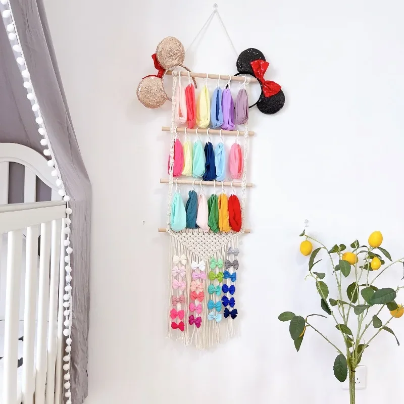 Hair Accessory Organizer With 8 Hooks Hanging Storage Rack For Hair Clips Hat Headband Space Saving Bathroom Bedroom Door Closet