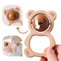 Baby Wooden Cartoon Bear Rattle Toy Newborn Teeth Chew And Grind Toys BPA-Free Crib Music Soothing Toys Newbaby Christmas Gift 1