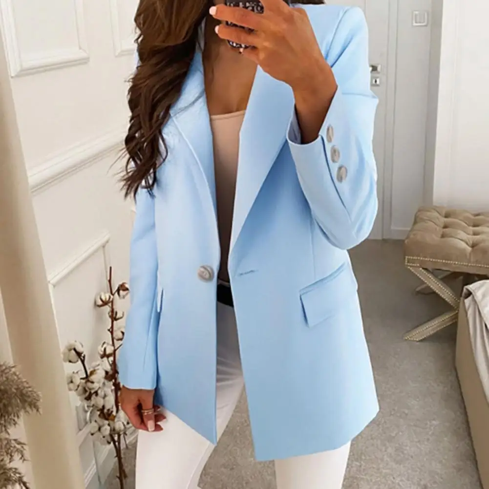 Women Blazer Chic Polyester Slim 