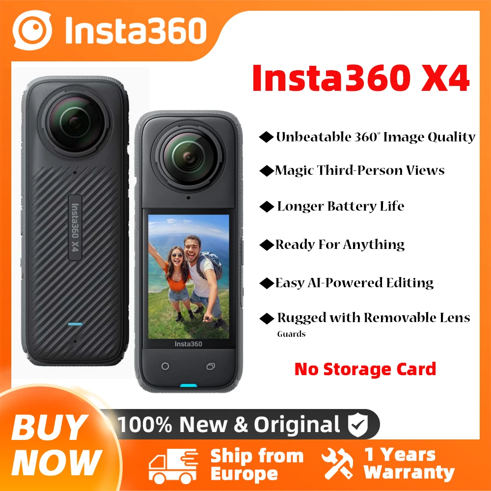 【EU 창고】인스타360 X4 8K 방수 360 액션 카메라, 4K 광각 비디오 2290mAh 배터리 인스타360 X4 스포츠 카메라