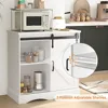31.5" H Farmhouse Coffee Bar Cabinet W/Storage, White Kitchen Sideboard Buffet Cabinet with Sliding Barn Door,Adjustable Shelves 3