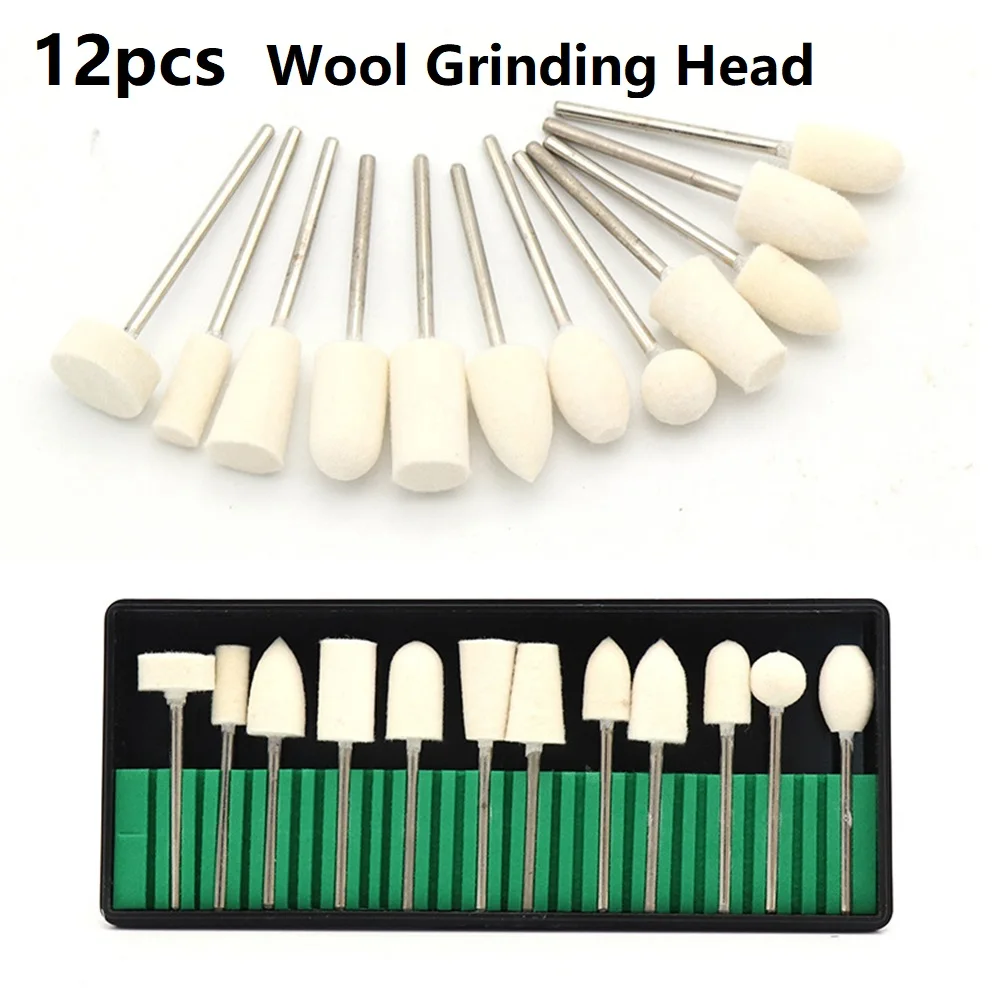 

12Pcs Wool Felt Grinding Sanding Head Abrasive Buffing Wheel 2.35mm Shank Polishing Mini Drill Bit Rotary Tool