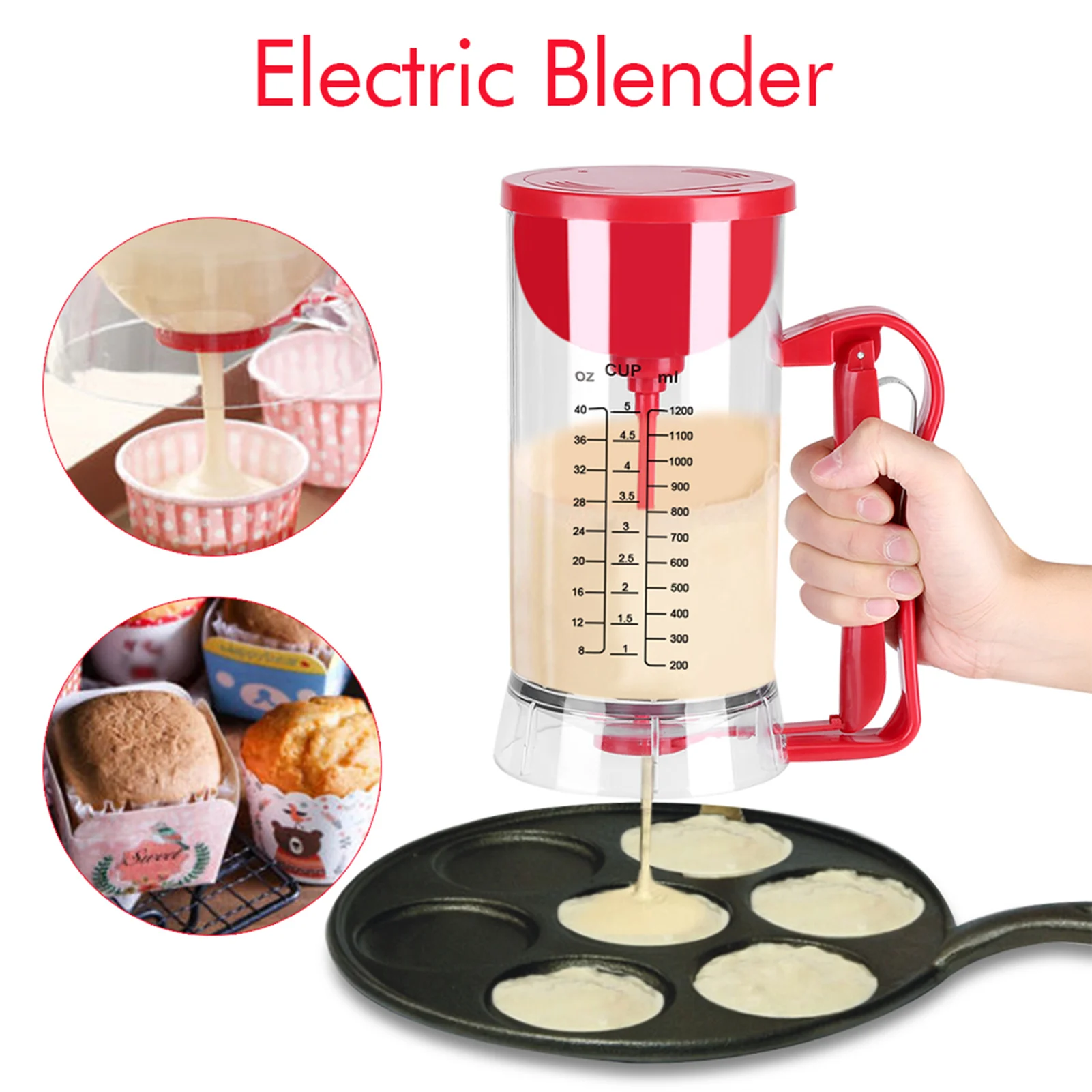 Electric Batter Mixer Cordless Electric Battery Powered Mixer Dispenser Pancake Cupcake Waffle Batter Maker Machine
