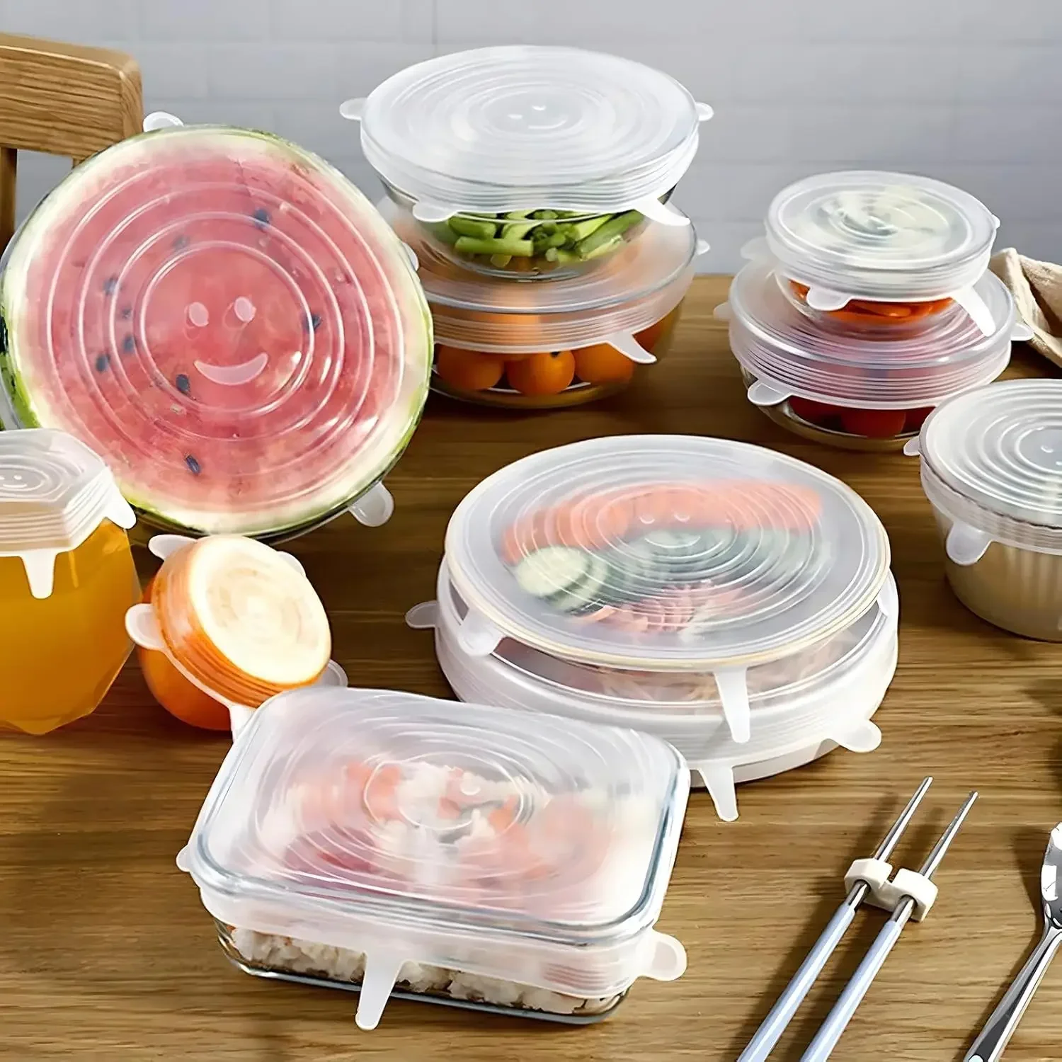 Silicone Elastic Food Cover Adjustable Reusable Food Packaging Lid Storage Airtight Packaging Kitchen Accessories