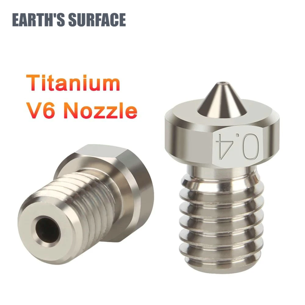 ES-3D Printer Parts TC4 Titanium Alloy Nozzle E3DV6 High Temperature Wear Resistant 1.75mm Extruder For Ender 3 CR10 3D Printer e3dv6 volcano print head mounting fixed block v6 to cr10 j head hotend aluminium bracket for ender 3 cr 10 series printer parts