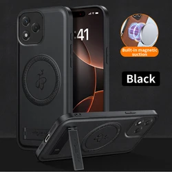 Leather Stand Case with Magnetic Holder and Shockproof Full Camera Protection for Honor X9A (Black)