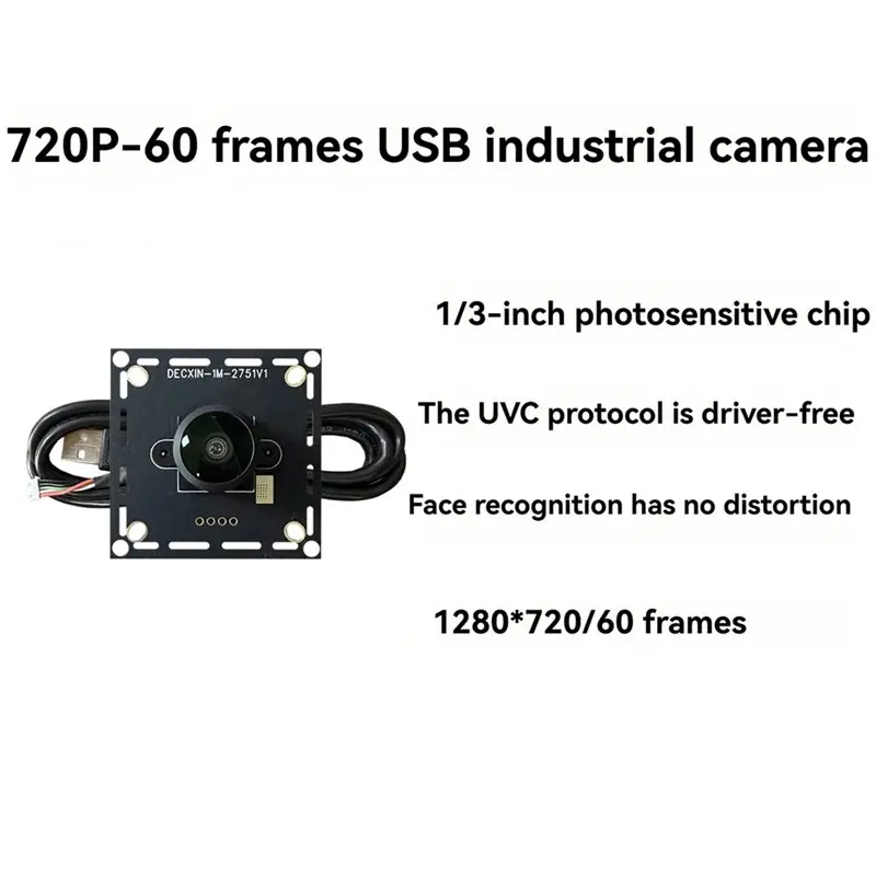 드라이버 필요 없음 USB 카메라 모듈 720P 1MP 60 프레임 160 ° 광각 무왜곡 얼굴 인식 기능
