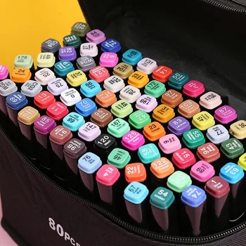 Set di Pennarelli a 48/60/80 Colori; Pennarelli a Doppia Punta per Schizzi e Disegni; Pennarelli per Adulti e Bambini; Pennarelli per Materiale Scolastico