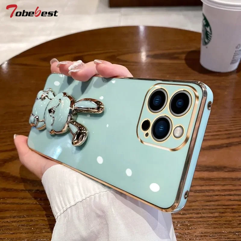 Cute Rabbit Phone Case With Stand For Iphone, Shockproof Cover_voghion.com