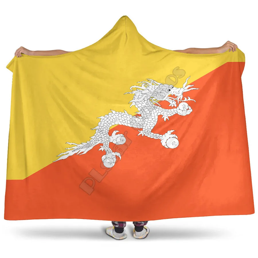 

Flag of Bhutan/Aruba/Bulgaria Hooded Blanket 3D Printed Adult colorful child Sherpa Fleece Wearable Blanket Microfiber Bedding
