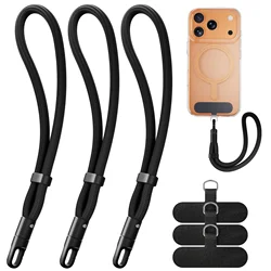 Adjustable Wrist Lanyard Set with Cord Loops, 3 - Pack - Black - Polyester / Nylon (Black 3 - Pack)