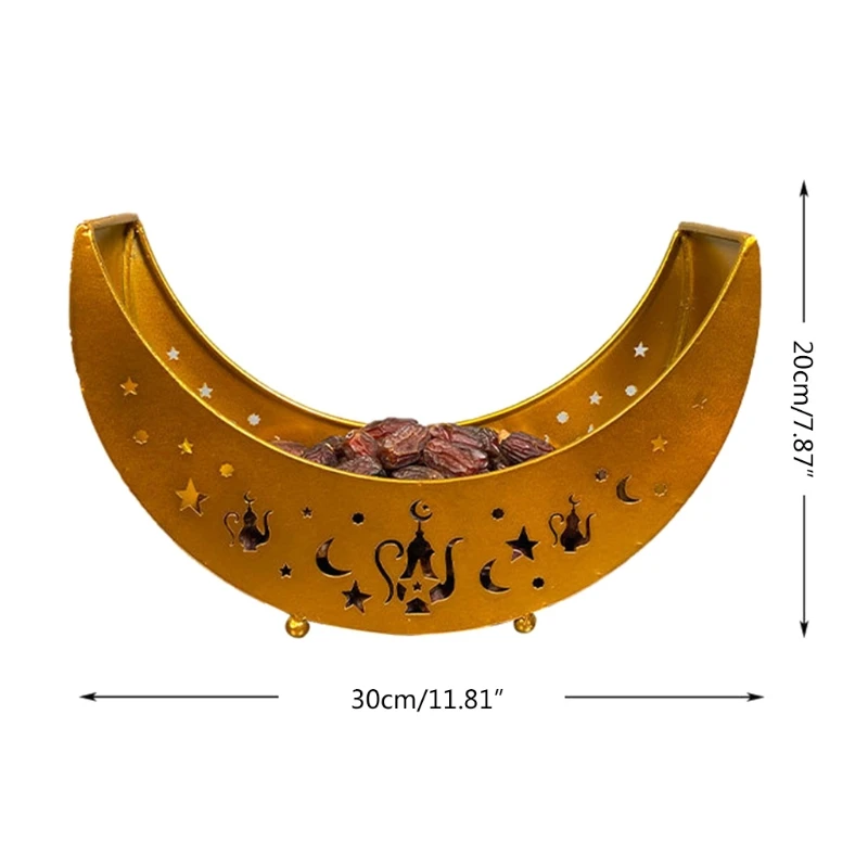 Eid Mubarak Moon Serving Tray Tableware Dessert Storage Container Ramadan Muslim Islamic Party Supply
