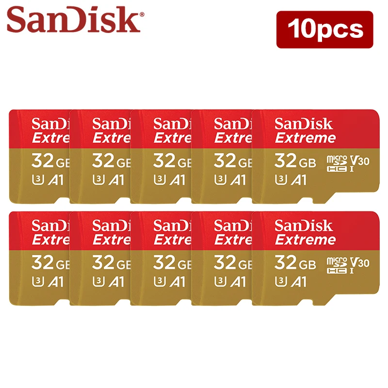 SanDisk 익스트림 메모리 카드, 고속 오리지널 TF 카드, UHS-I 마이크로 SD 카드, 클래스 10 U3 V30, 32GB, 64GB, 128GB, 로트당 10 개