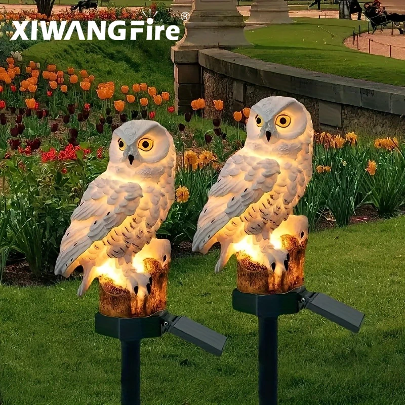 태양광 올빼미 조각상 정원등 LED 방수 야외 장식 (정원, 파티오용), 동물 올빼미 모양 태양광 LED 조명