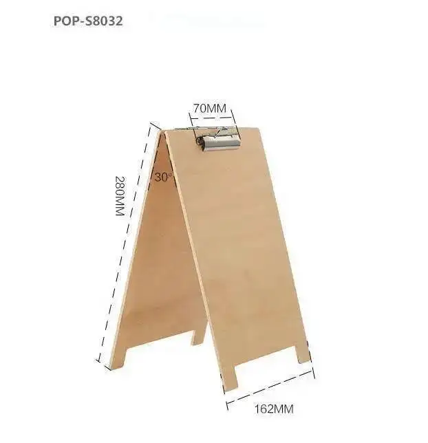 1 stücke Doppel Seite Holz Zeichen Halter Clip Restaurant Holz Menü Ordner Liste Preis Karte Display Racks V Board Stehen – Detail 3