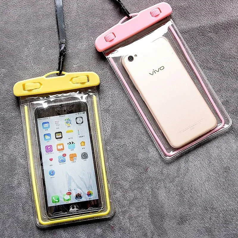 20*11cm Outdoor Camping Swimming Diving Rafting Springs Bag Fluorescence Mobilephone Waterproof Bag Rainy Day Bathroom Supplies waterproof dry bag