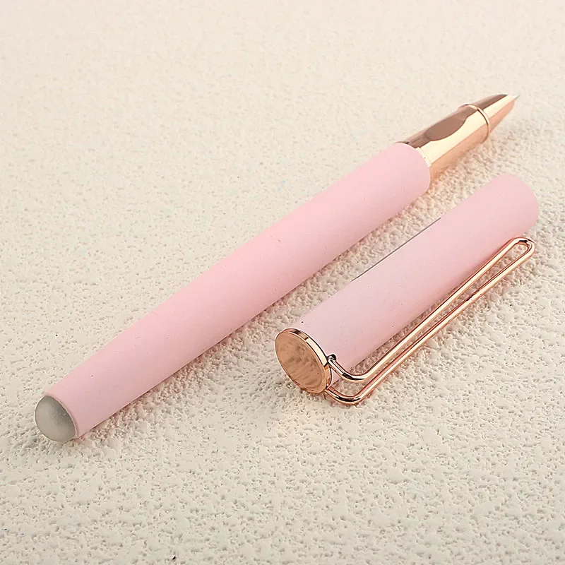 New Rose Gold 5052 Classic Metal Fountain Pen EF0.38MM Hooded Nibs Writing Ink Pen Business School Office Supplies Gift Pens 3