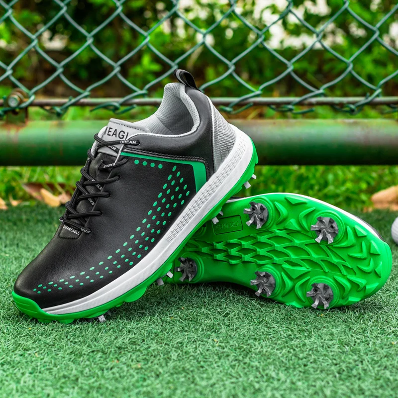 High Quality Mens Golf Sneakers Professional Athletic Spikes Shoes Men Golf Shoes Waterproof Non-Slip Golfing Training Sneakers