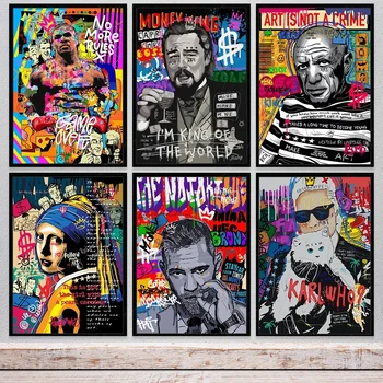 Stampa su tela Pop Graffiti Celebrity, Poster di Street Art Moderna per la Decorazione di Sala Giochi, Soggiorno, Camera da Letto, Galleria