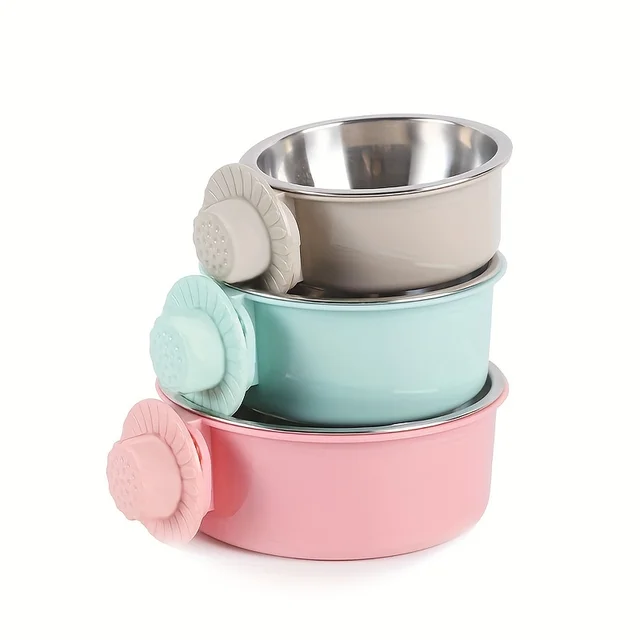 Hanging Dog Bowl Removable Stainless Steel Dog Food Bowl Water Bowl 2 In 1 Liftable Pet Cage Feeder Basin Pet Supplies 5