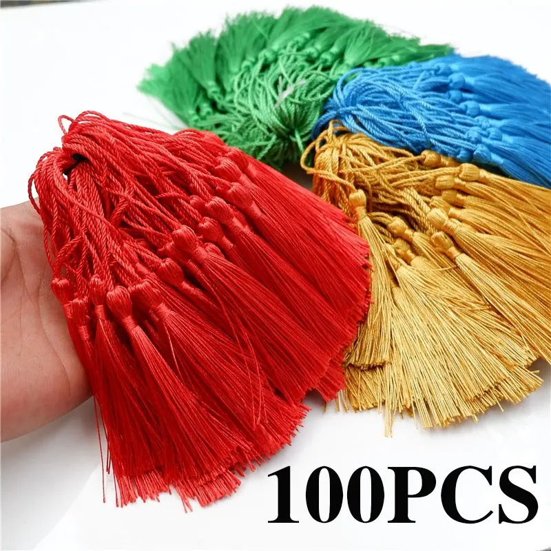 100pcs 13cm Tassel Silk Fringe Bookmark Tassels Bulk Handmade Soft Craft Mini Tassels for DIY Crafts Jewelry Making Decoration