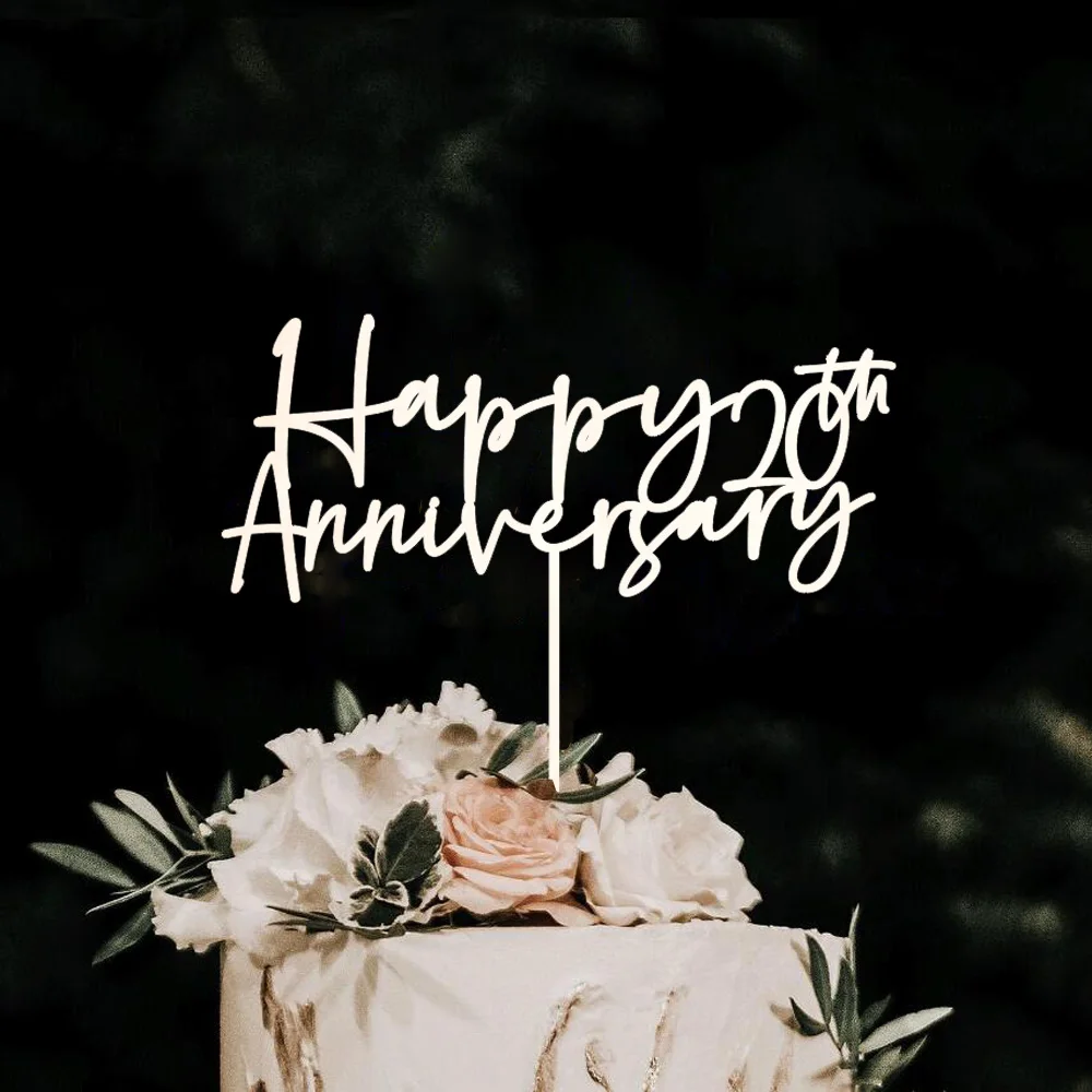 

Custom Acrylic Cake Topper and Wooden Cake Topper, Personalized Cake Topper, Happy Anniversary, 20th, 30th, 50th