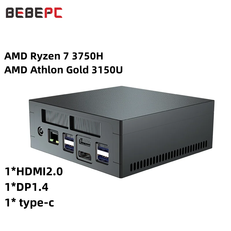 Мини-ПК BEBEPC AMD Ryzen 7 3750H Athlon 3150U 32 ГБ ОЗУ DDR4 * 2 NVME 2280 4K игры DP1.4 HDMI2.0 type-c Windows 10/11 Linux