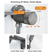 Wall Mounted Grey Waterfall Shower Set Bathtub Shower Faucet Brass Split Hot & Cold Mix Faucet Small Bathroom Shower Set 2