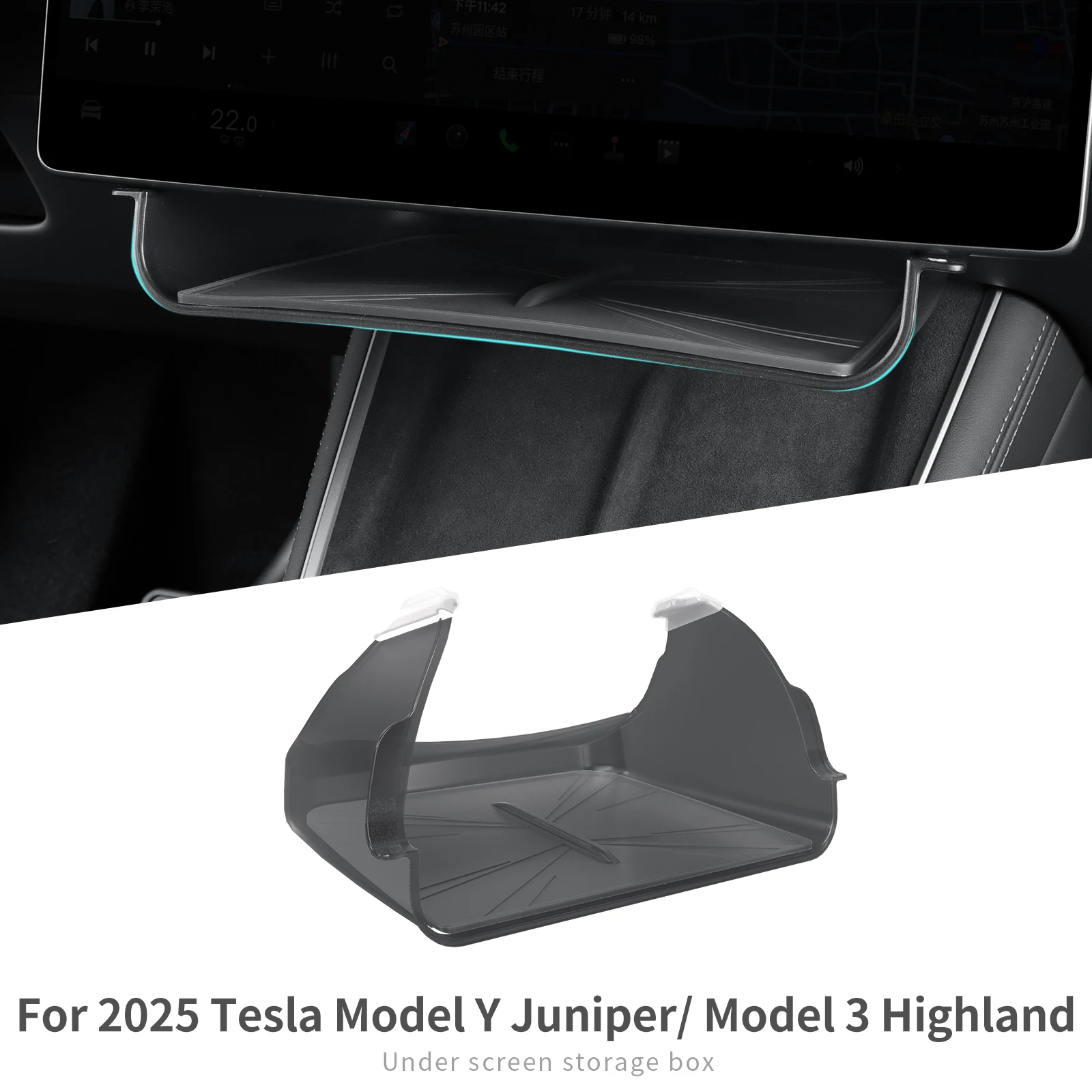 Für Tesla Model Y Juniper/Model 3 Highland/Model Y L 2025 2026 Auto-Aufbewahrungsbox unter dem zentralen Steuerbildschirm Aufbewahrungsfach – Detail 9