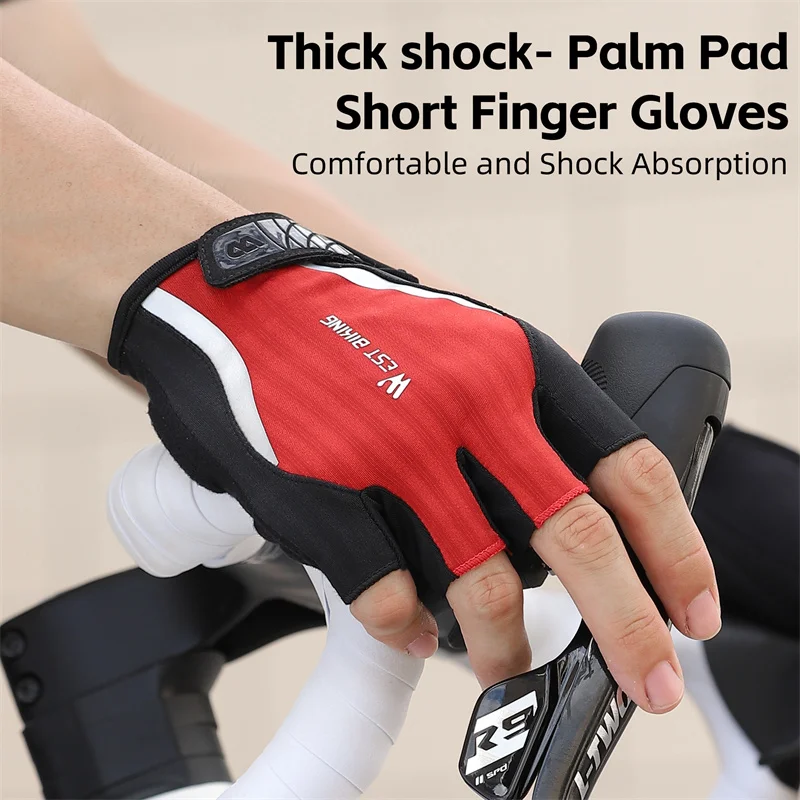 WEST BIKING Summer Mountain Bike Gloves Men's Cycling Fingerless Gloves Shock-Absorbing Palm Pad MTB Half Finger Enduro Gloves 2