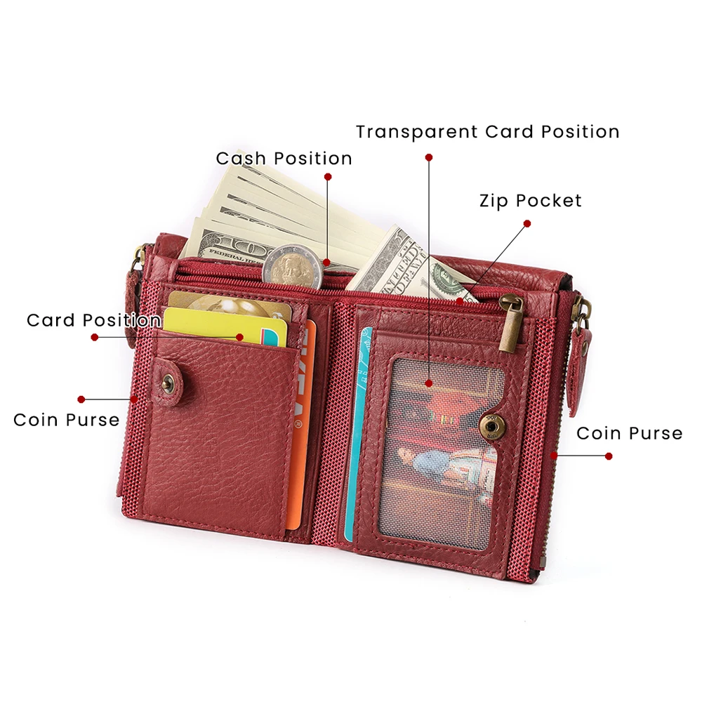 Men's casual leather wallet rfid multi-card Money clip retro cowhide short Card holder gentleman Coin Small purses