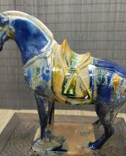 Collect China Ceramics Tri-Color Glazed Pottery Tang Dynasty War-horse Statue 3