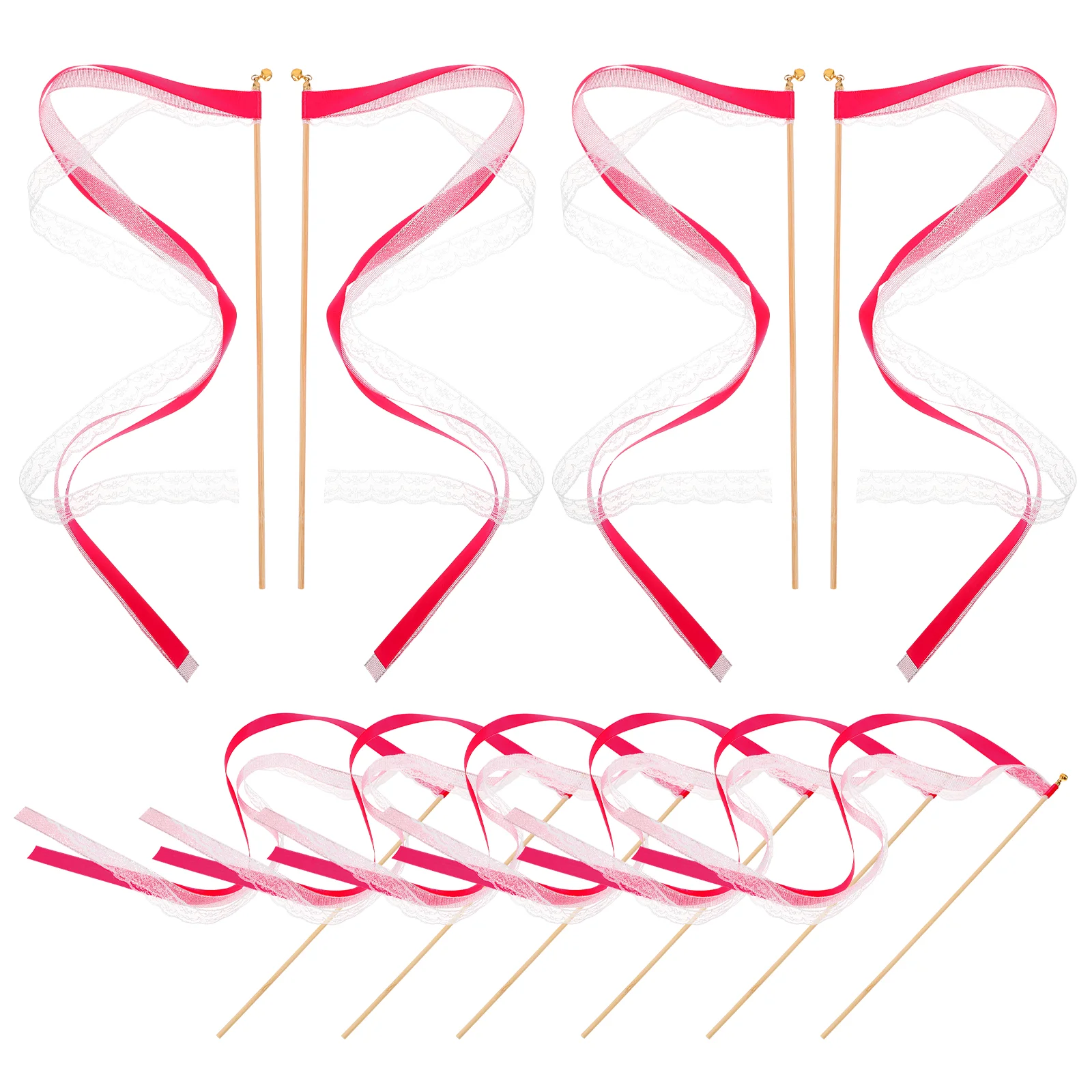 

10 Pcs Lace Ribbon Fairy Wand Wands Decorative Items Wedding Stick Handheld Sticks
