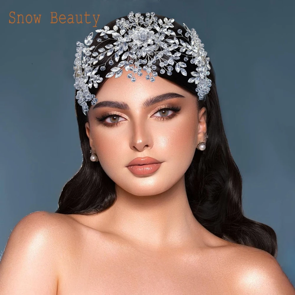 DZ094 Bridal Headband Handmade Flower Headband Crystal Wedding Hair Accessories Rhinestone Bridal Crown Elegant Women Headwear