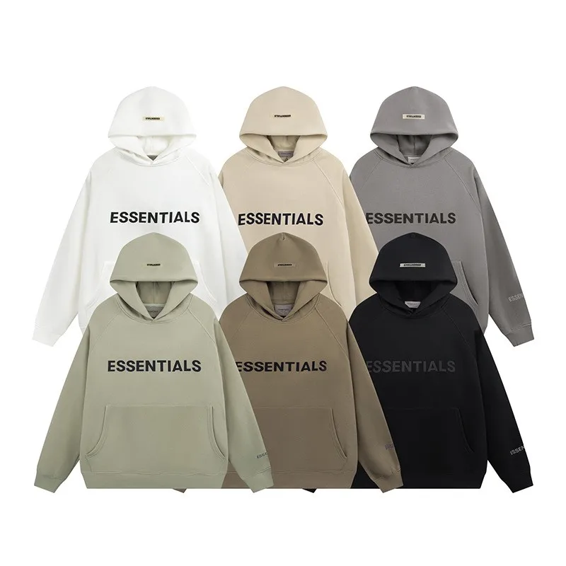 

Street fashion brand ESSENTIALS reflective three-dimensional letter men's and women's hoodies, couple plush hoodies