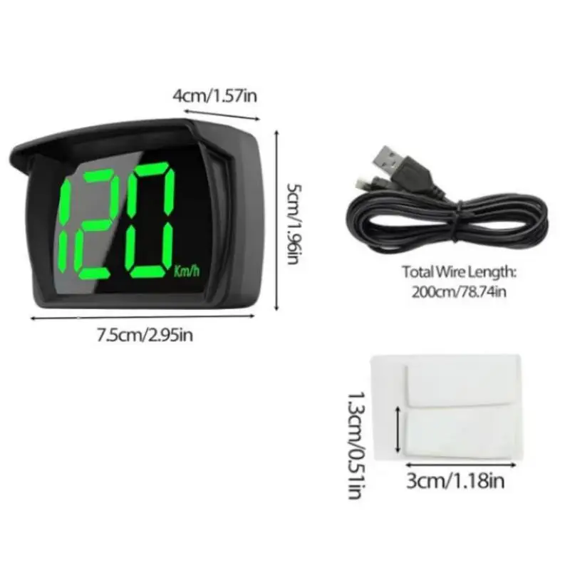 Car HUD Head Up Display KM/H GPS Tachimetro digitale LED chiaro con caratteri grandi per la guida del veicolo di giorno e di notte - immagine 6