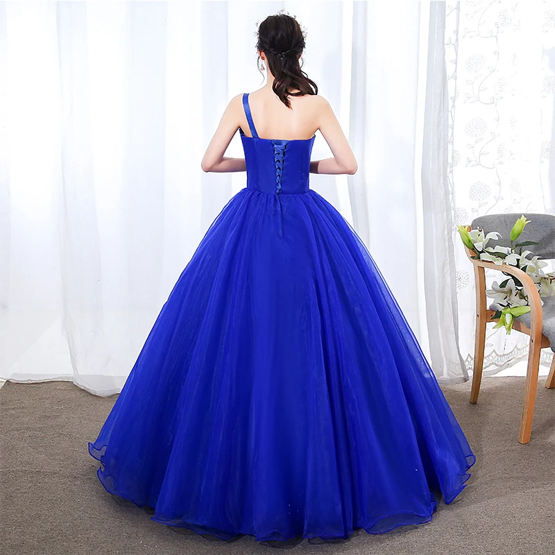 ruthshen Elegant Vestidos De 15 Anos One Shoulder Royal Blue / Orange Quinceanera Dresses Party Prom Gowns