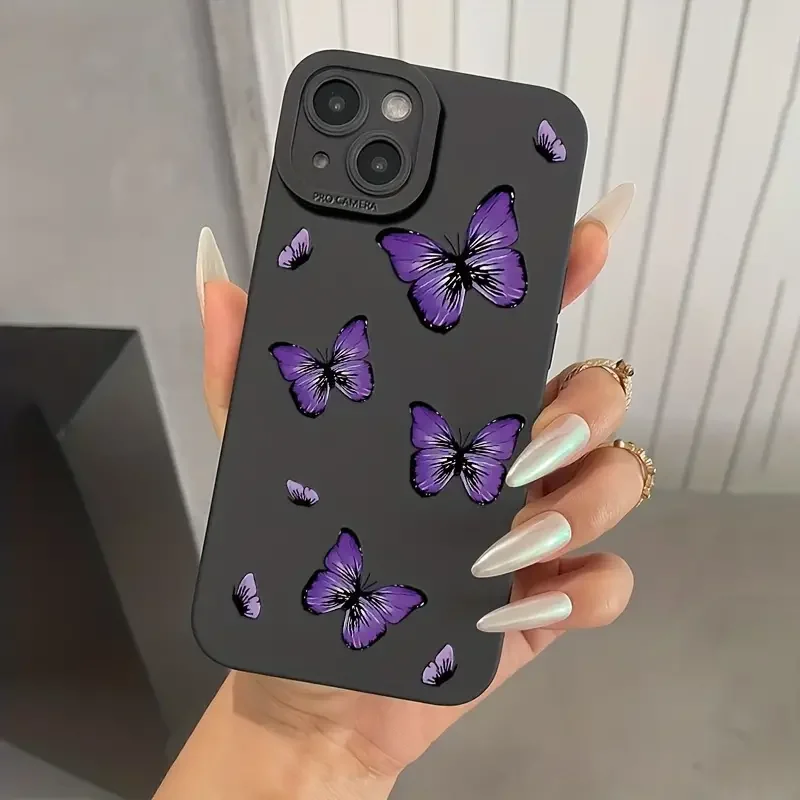 Butterfly Printed Shockproof Matte Soft TPU Silicone Phone Case